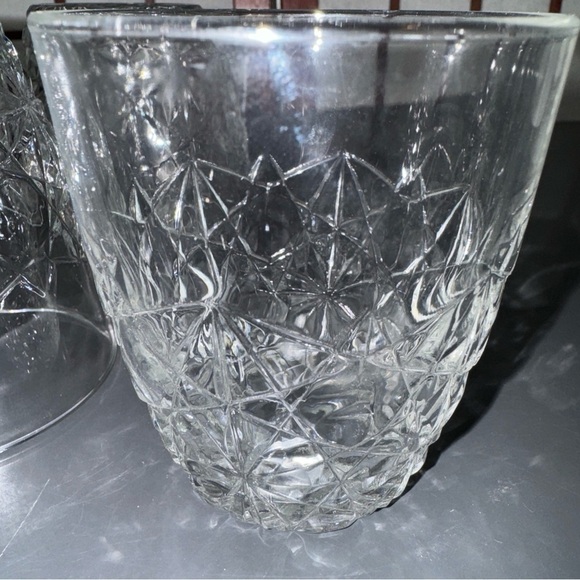 Pressed Glass Crown Point 3 Whiskey Glasses On The Rocks Barware - Picture 10 of 10